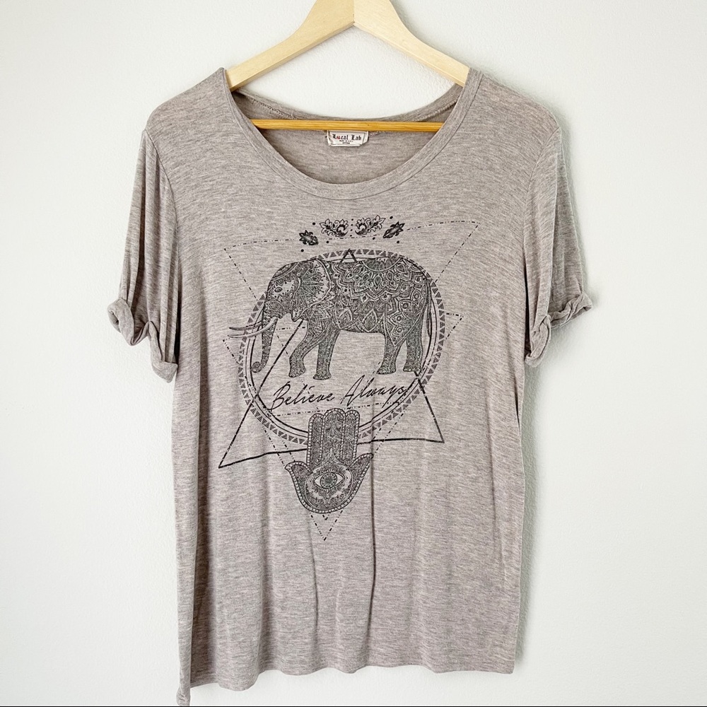 Gray Beige Elephant Top Sz Medium.